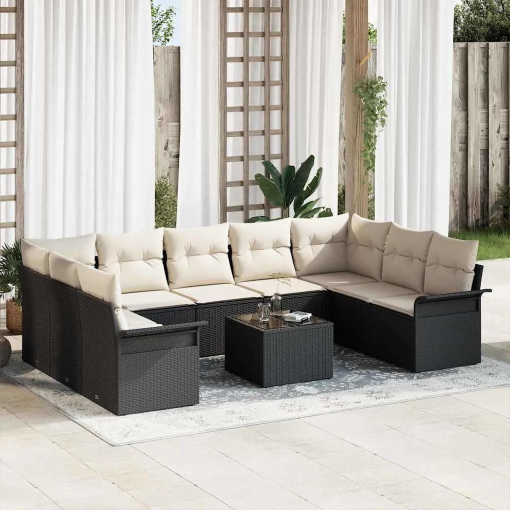 Conjunto de Sofá de Jardim vidaXL de 9 Peças com Almofadas Rattan Sint