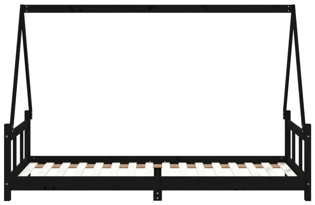 Estrutura de cama infantil 90x200 cm pinho maciço preto