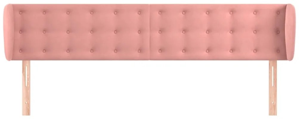 Cabeceira de cama c/ abas veludo 183x23x78/88 cm rosa
