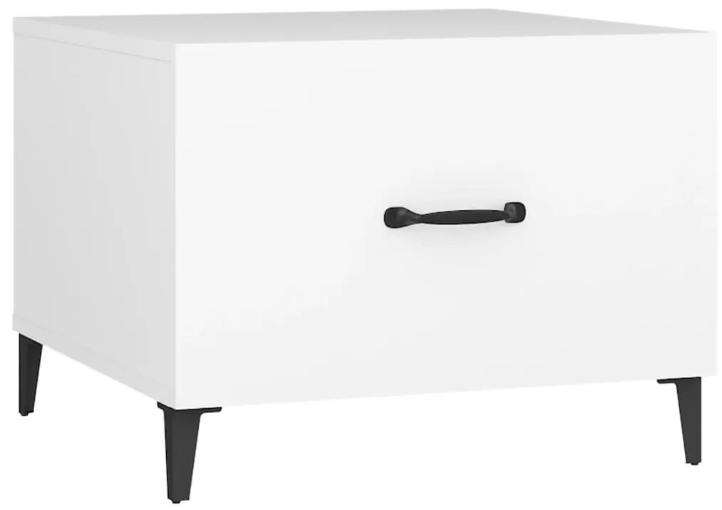 Mesa de centro com pernas de metal 2 pcs 50x50x40 cm branco