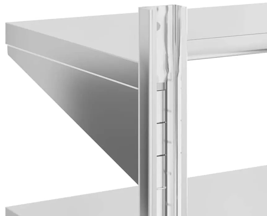 Estante parede 2 prateleiras 50x30x48 cm aço inoxidável prata