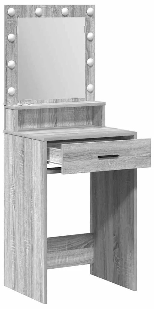 Mesa de Maquilhagem vidaXL com Luzes LED Cinzento Sonoma 50x41x135 cm