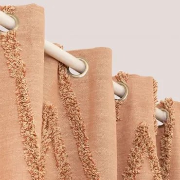Cortina De Algodão Jasper Terracotta Mousse & 140 X 260 Cm - Sklum