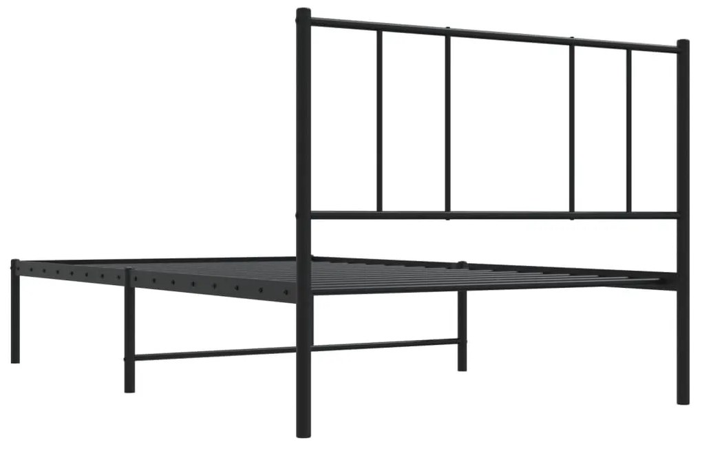 Estrutura de cama com cabeceira 75x190 cm metal preto