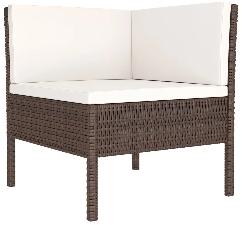 3 pcs conjunto lounge jardim c/ almofadões vime PE castanho