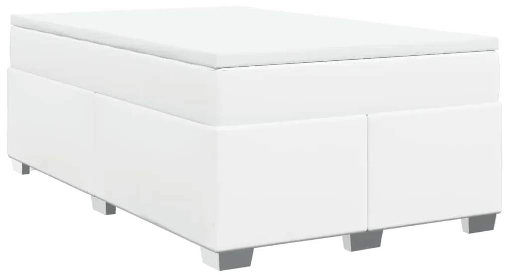 Cama com molas/colchão 120x200 cm couro artificial branco