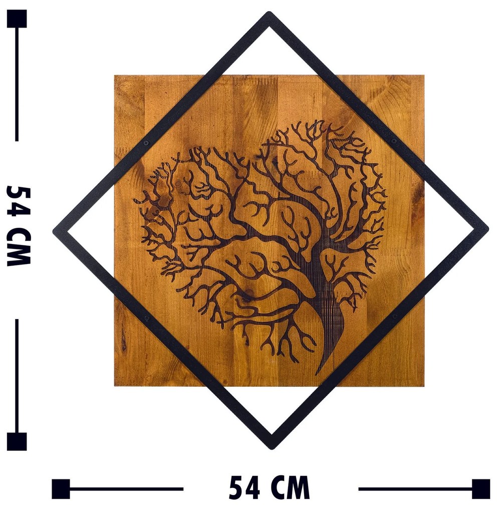 Acessório Decorativo de Parede Tree 2 – Nogueira e Preto – 54 x 54 cm