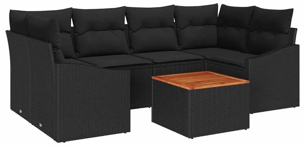 Conjunto de Sofá de Jardim 7 pcs Preto 55 x 55 x 37 cm