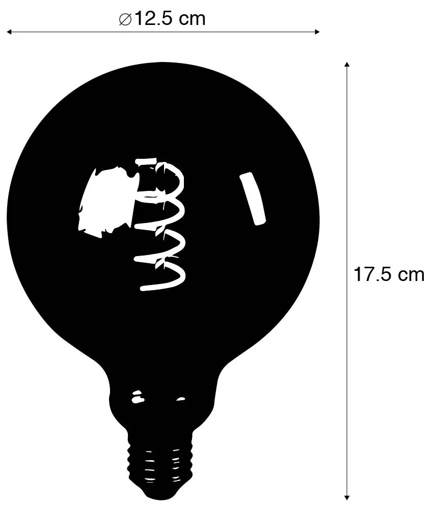 Conjunto de 5 Lâmpada LED de filamento torcido regulável E27 G125 fumaça 4W 120 lm 1800K