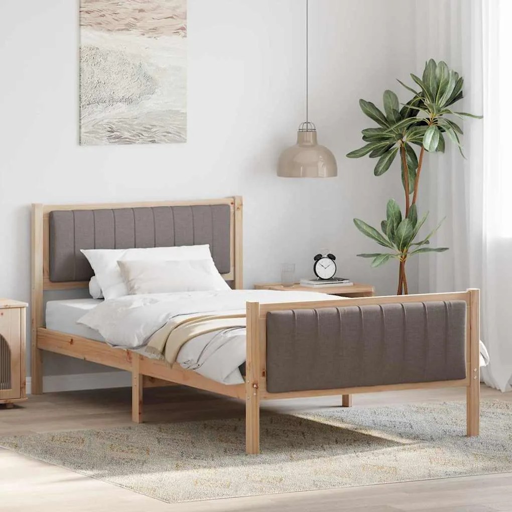 vidaXL Estrutura da cama com cabeceira Marrom e taupe 100 x 200 cm