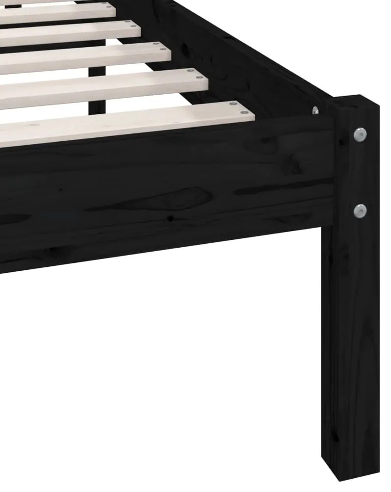 Estrutura de cama solteiro UK 90x190 cm pinho maciço preto