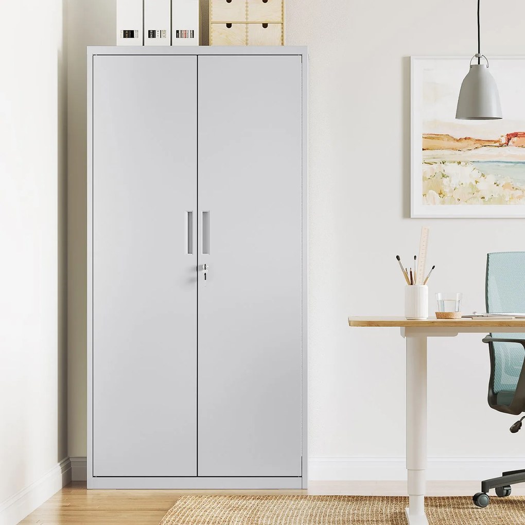 Armário para arquivos multifuncional e de arrumação 40 x 80 x 180 cm cinzento