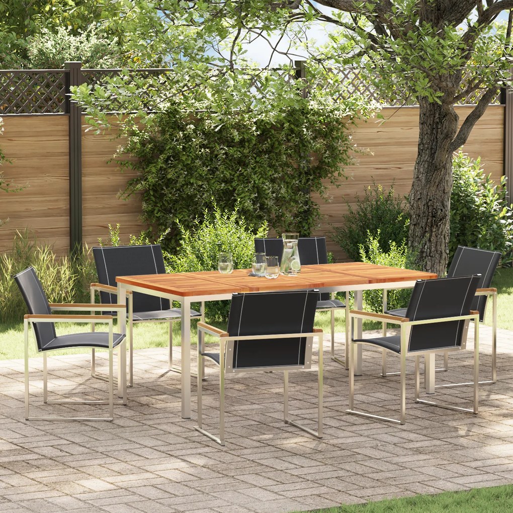 Conjunto de Jantar para Jardim vidaXL com 7 Peças em Madeira de Acácia