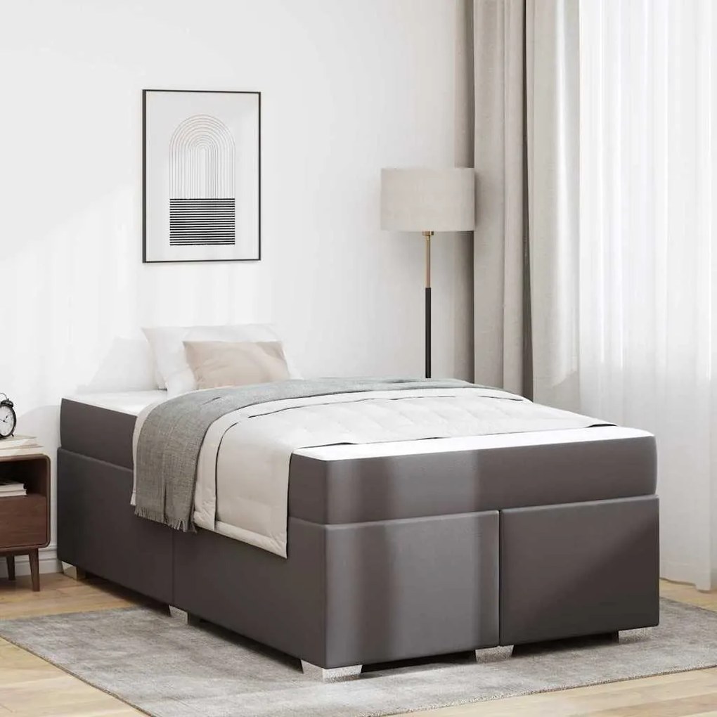 vidaXL Estrutura da Cama Cinzeto 120 x 190 cm Couro sintético