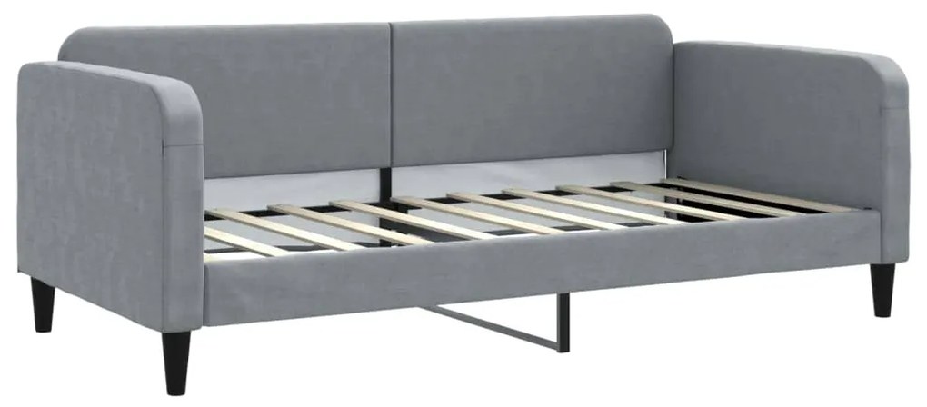 Sofá-cama com colchão 90x190 cm tecido cinzento-claro