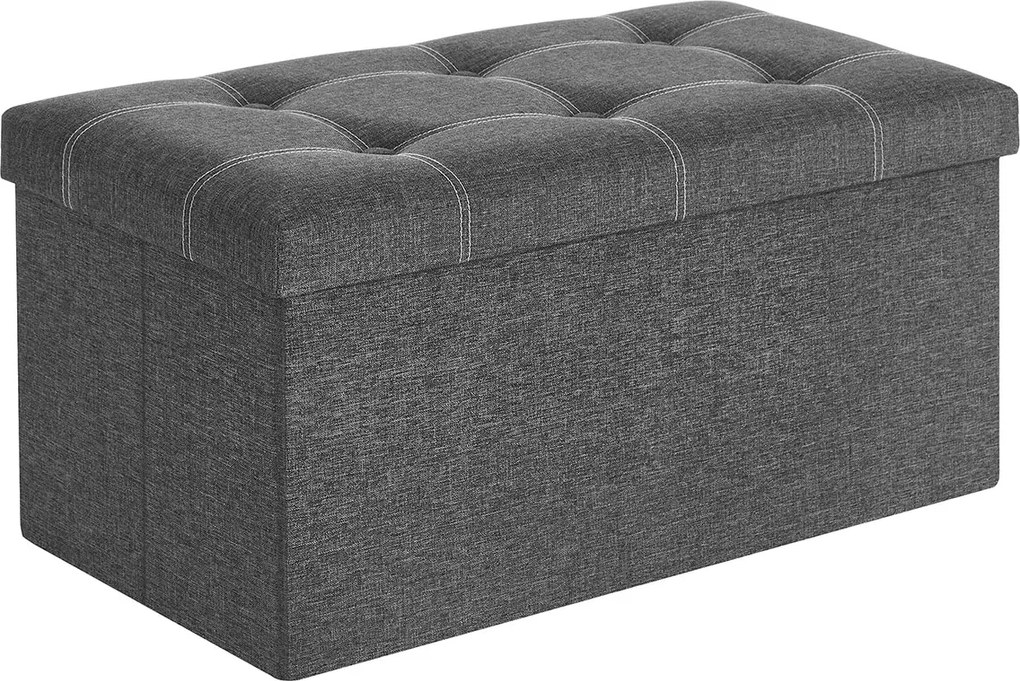 Banco com espaço de arrumação 76 x 38 x 38 cm cinzento escuro