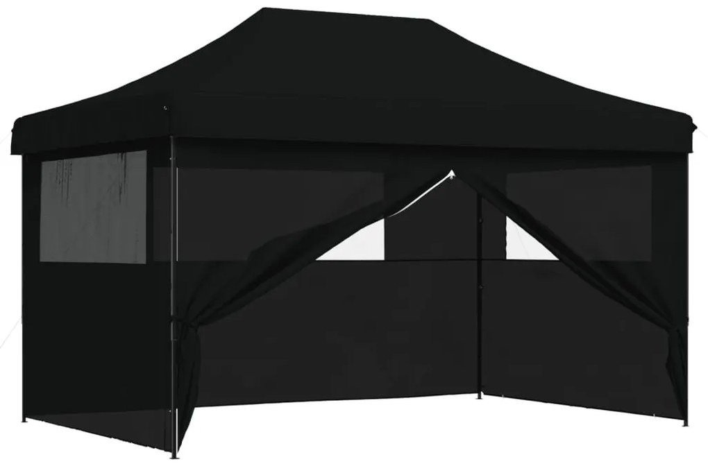 Tenda p/ festas pop-up dobrável com 4 paredes laterais preto