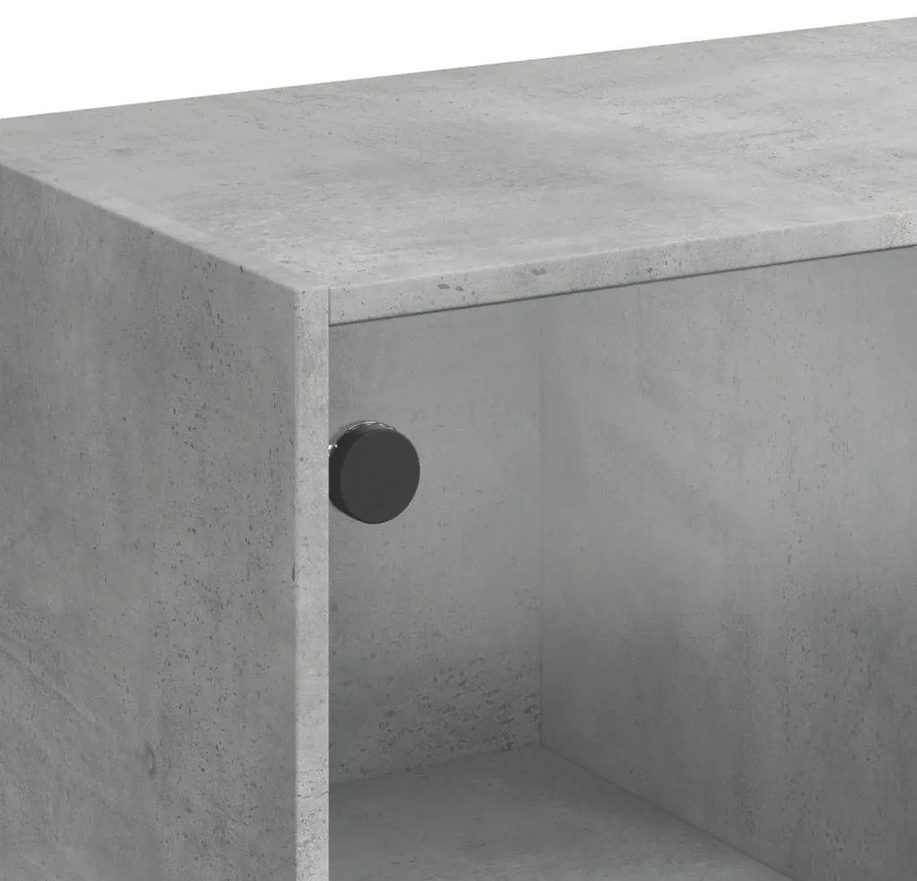 Armário alto com portas derivados de madeira cinzento cimento
