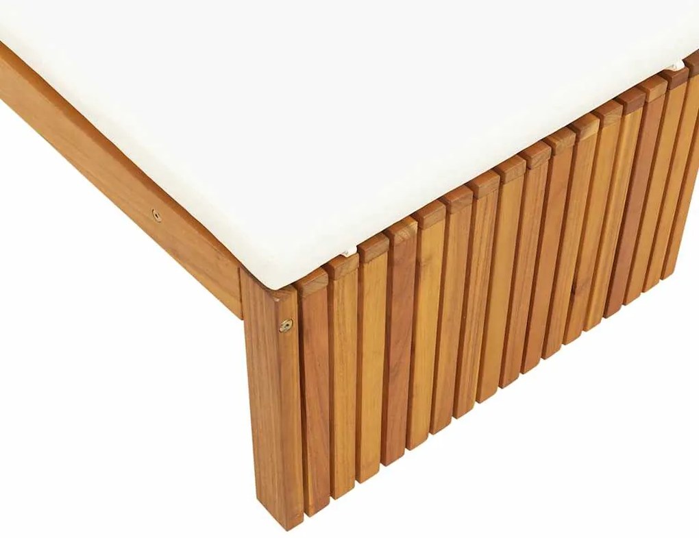 Espreguiçadeira com almofada 200x55x30 cm de madeira maciça de acácia