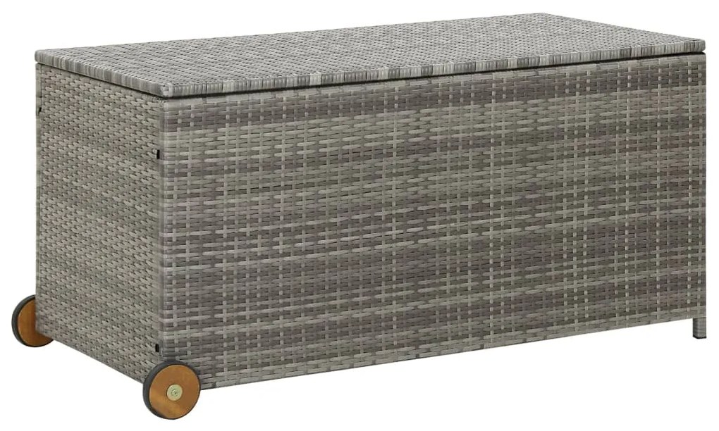 310090 vidaXL Caixa de arrumação p/ jardim 120x65x61 cm vime PE cinza-claro