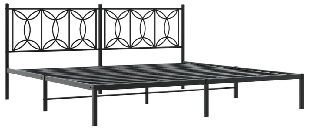 Estrutura de cama com cabeceira 200x200 cm metal preto