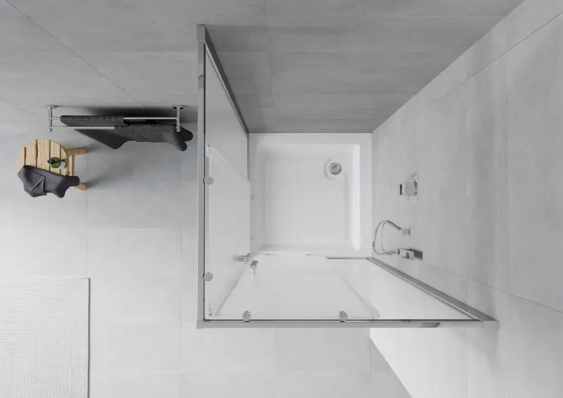 Mexen Rio cabine de duche quadrada 90 x 90 cm, fosca, cromada + base de duche, branca - 860-090-090-01-30-4510