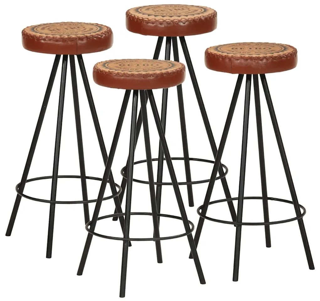 Bancos de bar 4 pcs couro genuíno