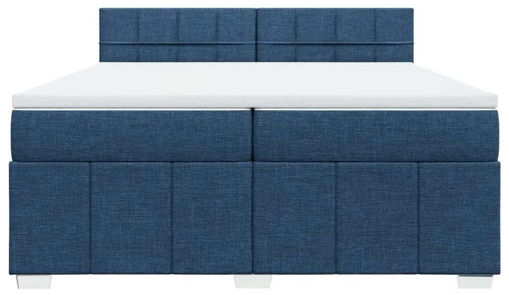 Cama com molas/colchão 200x200 cm tecido azul