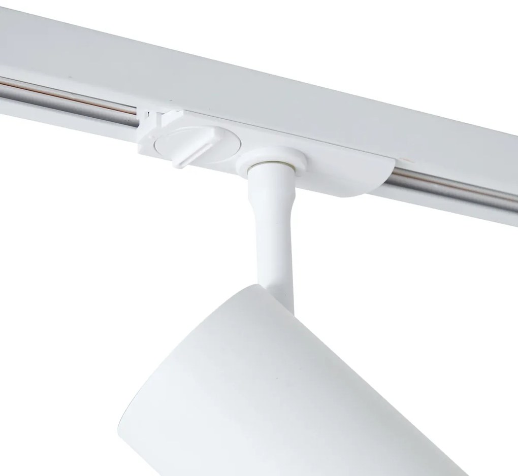 Foco moderno branco para sistema de calhas de iluminação monofásico, incluindo LED rotativo e inclinável - Iconic Zoom