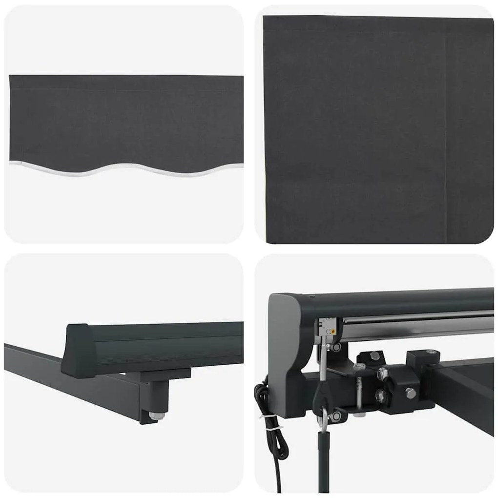 Toldo Retrátil Manual Antracite Cinzento 350 x 250 cm