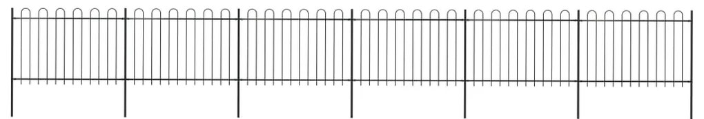 vidaXL Cerca de jardim com topo em aros 10,2x1,2 m aço preto