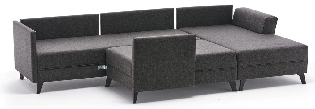 Sofá-Cama de Canto Eris – Antracite – 300x78x202 cm