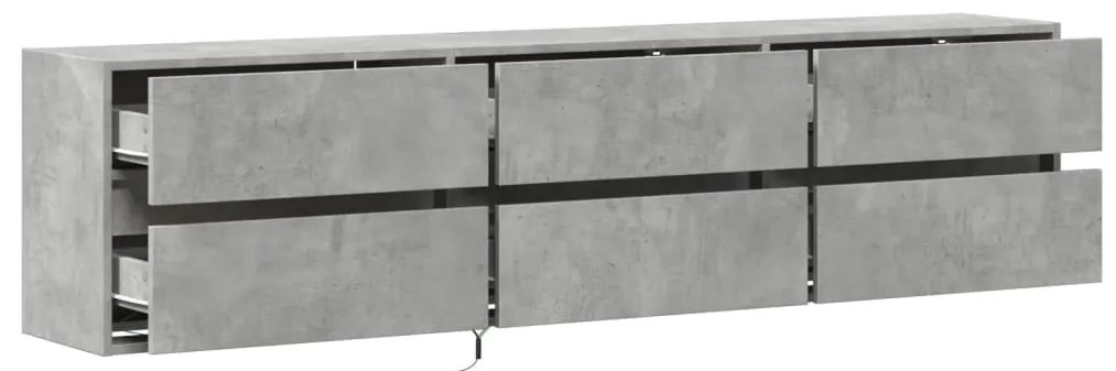 Móvel de parede p/ TV c/ luzes LED 180x31x45 cm cinza cimento