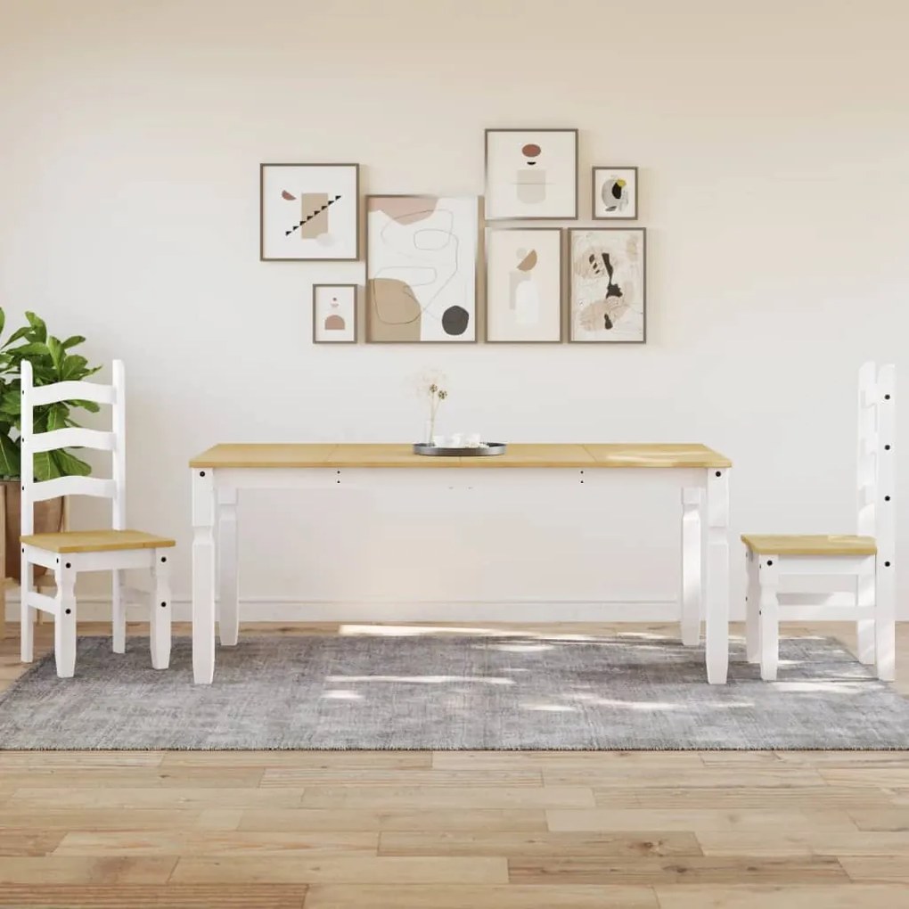 Mesa de jantar Corona 180x90x75 cm madeira pinho maciça branco