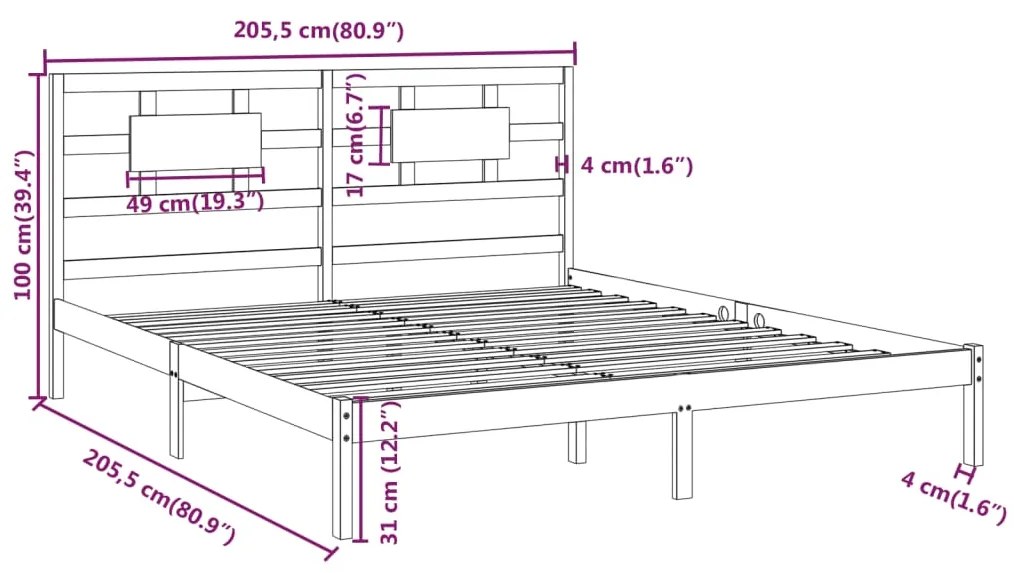 Estrutura de cama 200x200 cm madeira maciça branco