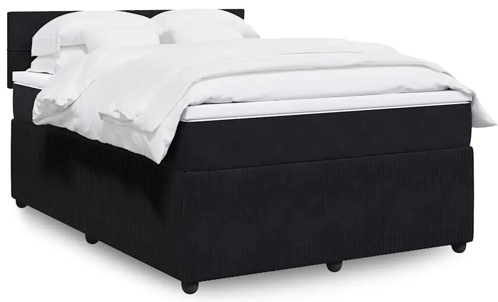vidaXL Cama com molas/colchão 140x190 cm veludo preto