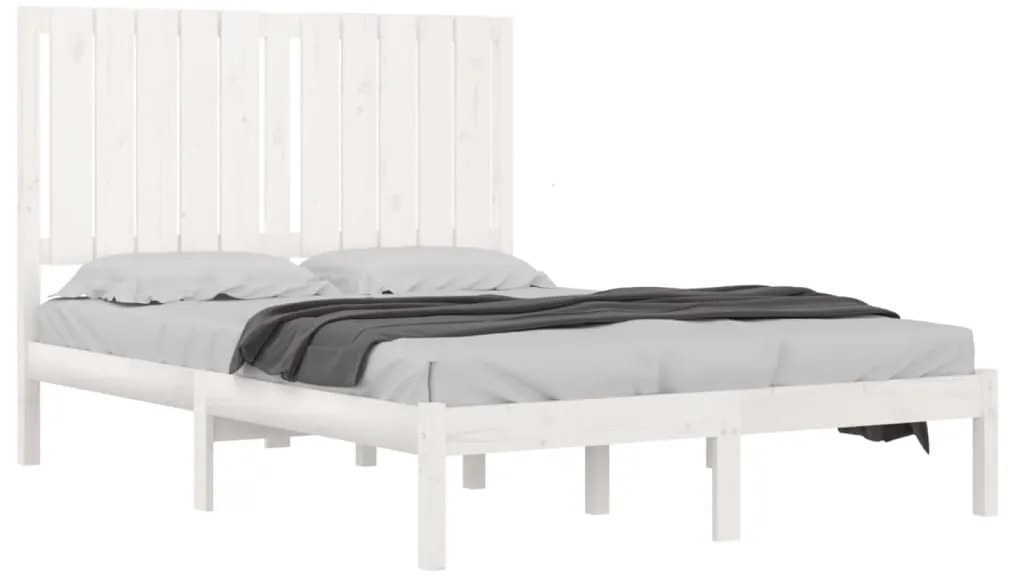 Estrutura cama pequena casal 120x190 cm pinho maciço branco