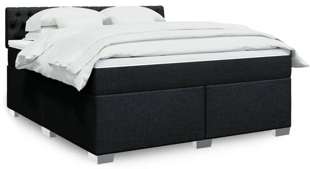 vidaXL Cama com molas/colchão 180x200 cm tecido preto