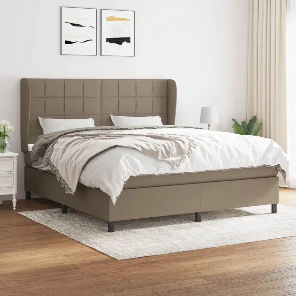 vidaXL Cama com molas/colchão 160x200 cm tecido castanho-acinzentado