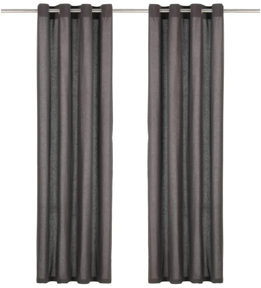 vidaXL Cortinas c/ argolas de metal 2 pcs algodão 140x225 cm antracite