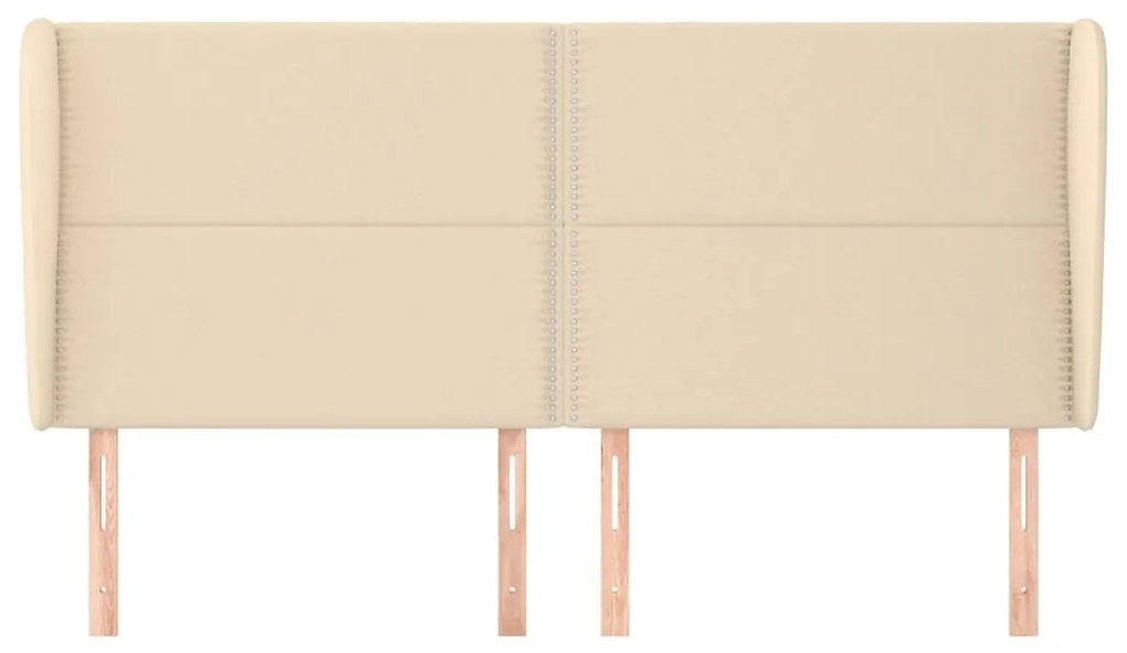 Cabeceira de cama c/ abas tecido 203x23x118/128 cm creme