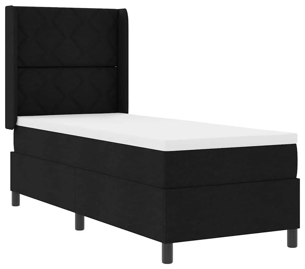 Cama Box com colchão e LED preto 90x190 cm, tecido.