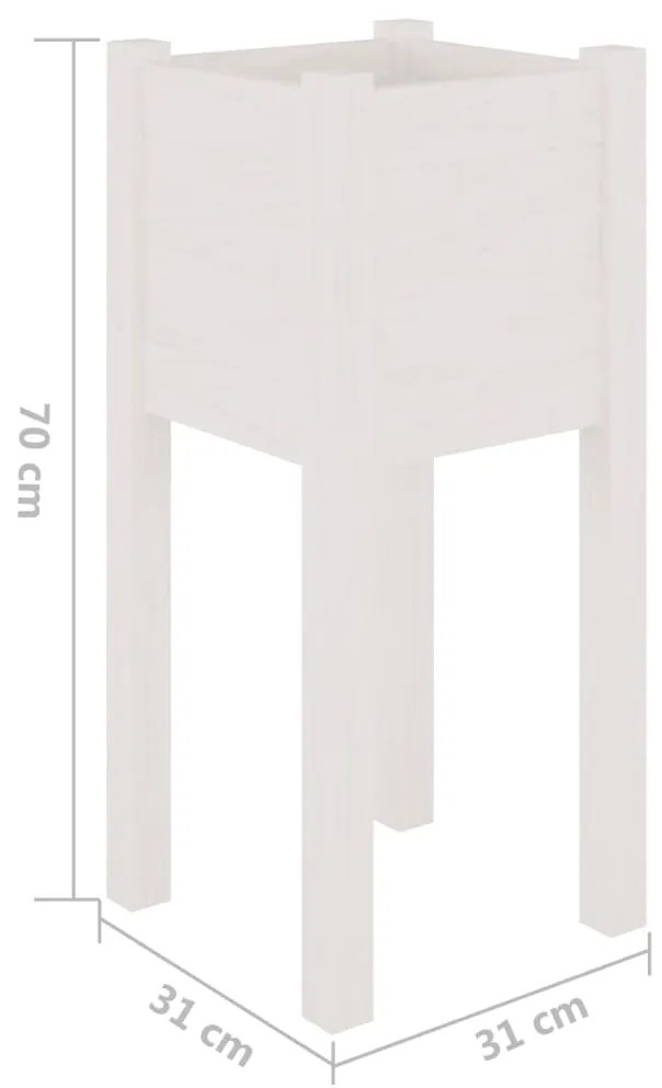 Vaso/floreira de jardim 31x31x70 cm pinho maciço branco