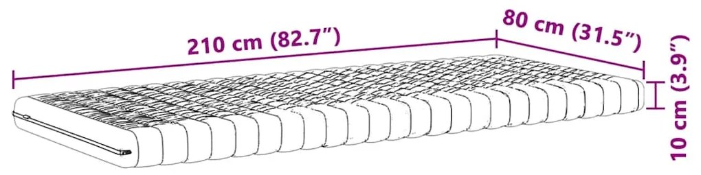 Colchão de espuma 80x210 cm 7 zonas dureza 20 ILD branco