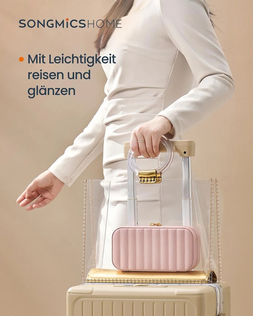 Caixa para joias Viagem 10,5 x 20,5 x 6 cm HOME Coleção ANAH Rosa pastel