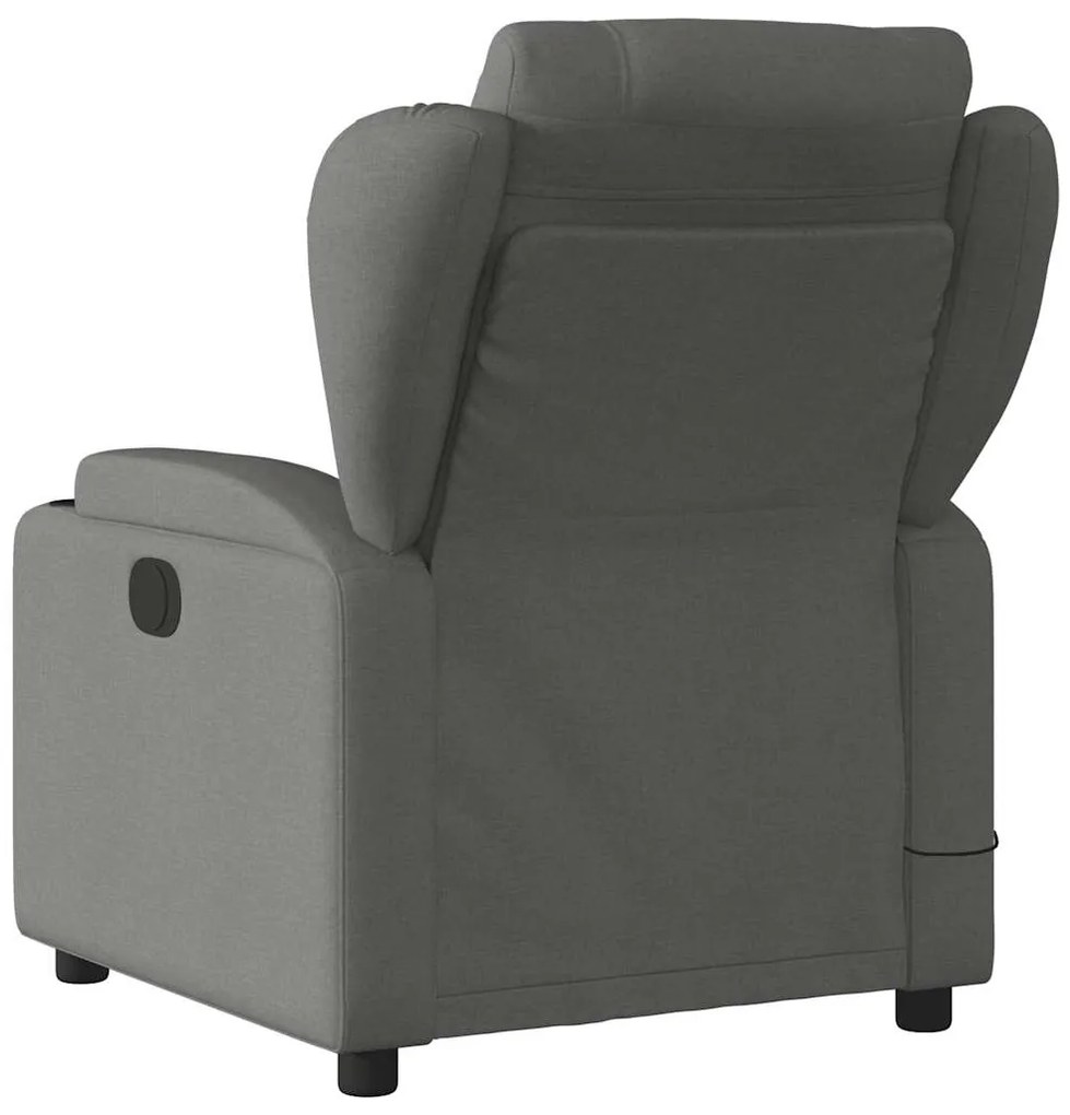 Poltrona de massagens reclinável tecido cinzento-escuro