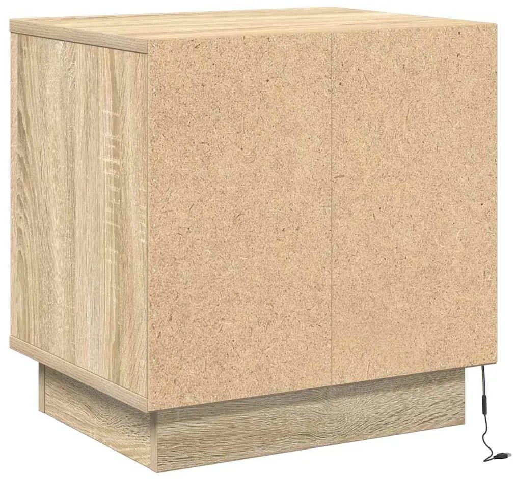 Criados-mudos com Luzes LED 2 pcs Carvalho Sonoma 44x34,5x45 cm