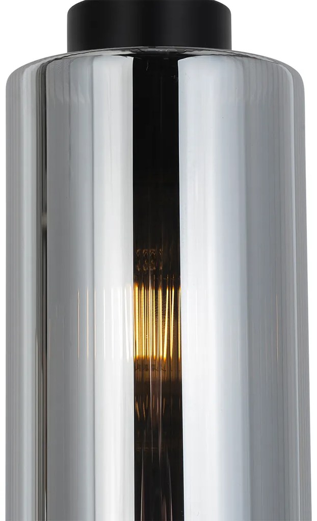 Candeeiro de suspensão Art Deco preto com vidro fumê - Laura Art Deco