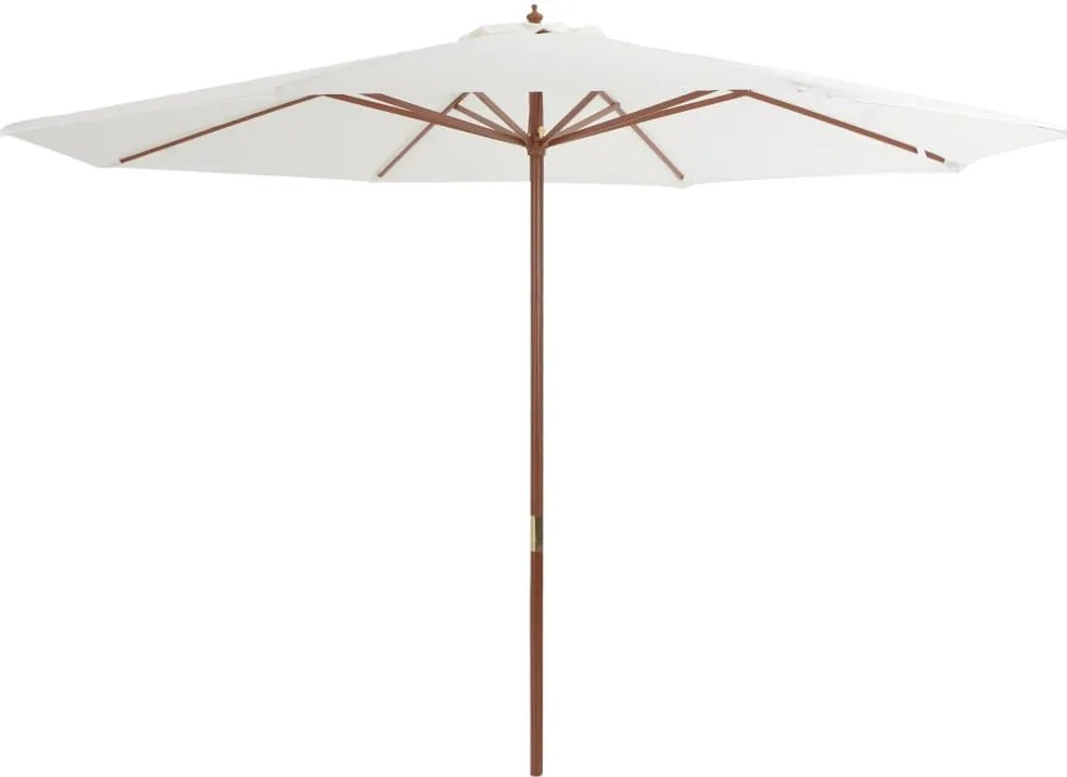 Guarda-sol de exterior com poste em madeira 350 cm branco areia