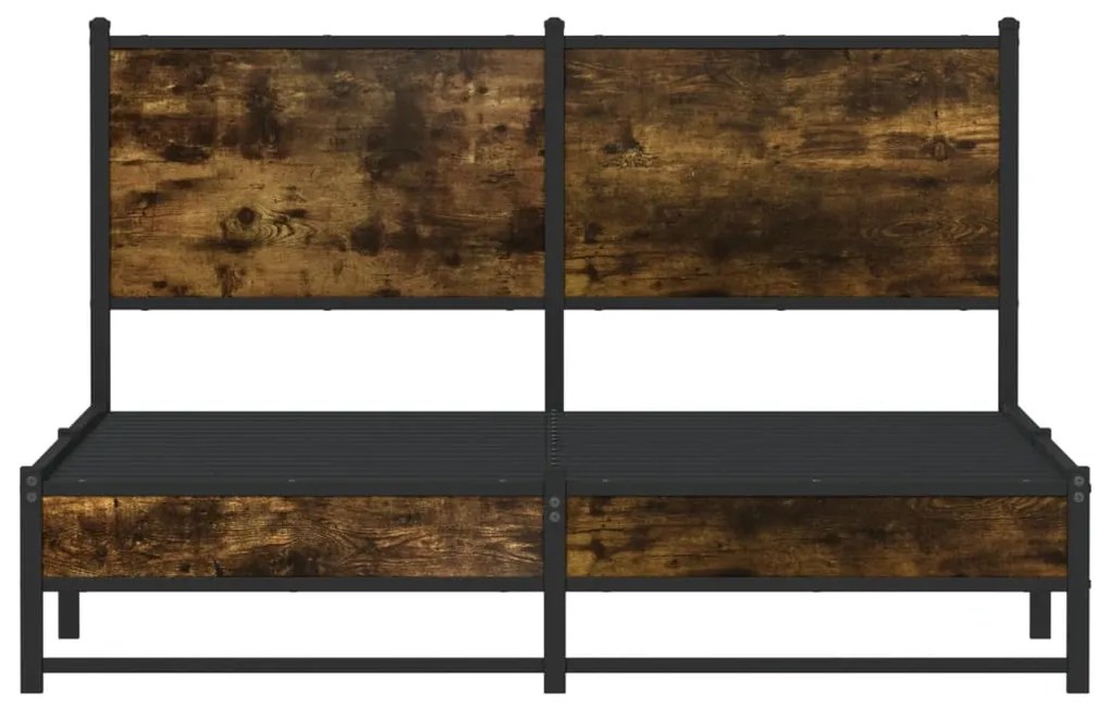 Estrutura de cama sem colchão 140x190 cm metal carvalho fumado